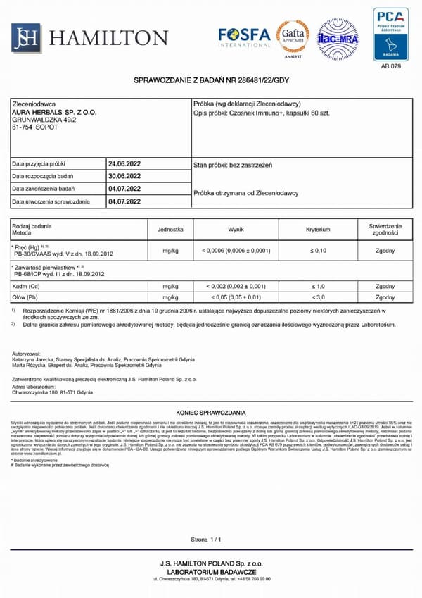 Vitlök Immuno+ immunitet AURA HERBALS 60 kapslar.