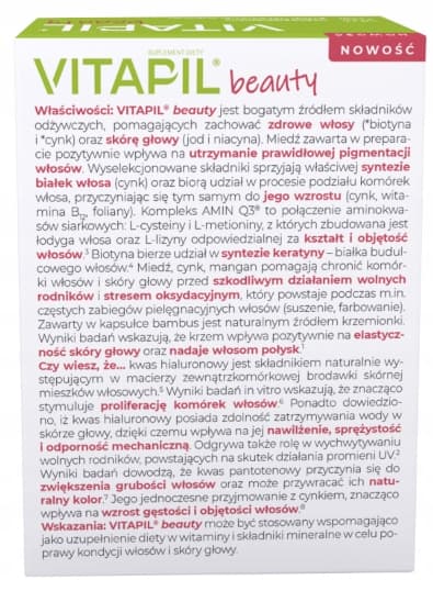 VITAPIL BEAUTY hyaluronsyra zink hår 30 kapslar