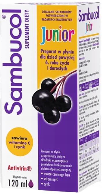 SAMBUCOL JUNIOR immunitetssirap för barn C-VITAMIN ZINK 120 ml