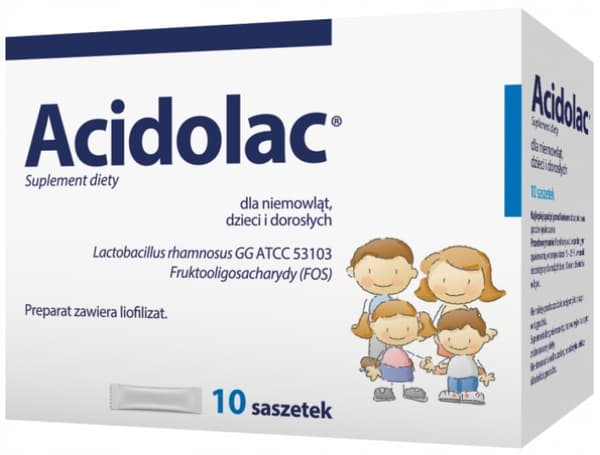 ACIDOLAC probiotika för spädbarn, barn och vuxna Polpharma 10 dospåsar