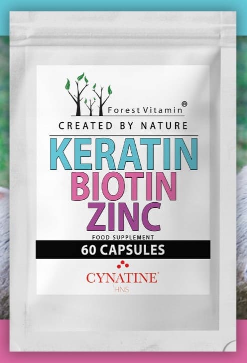 Skogsvitaminkeratin 500 mg + biotin 2,5 mg + zink 15 mg 60 kapslar