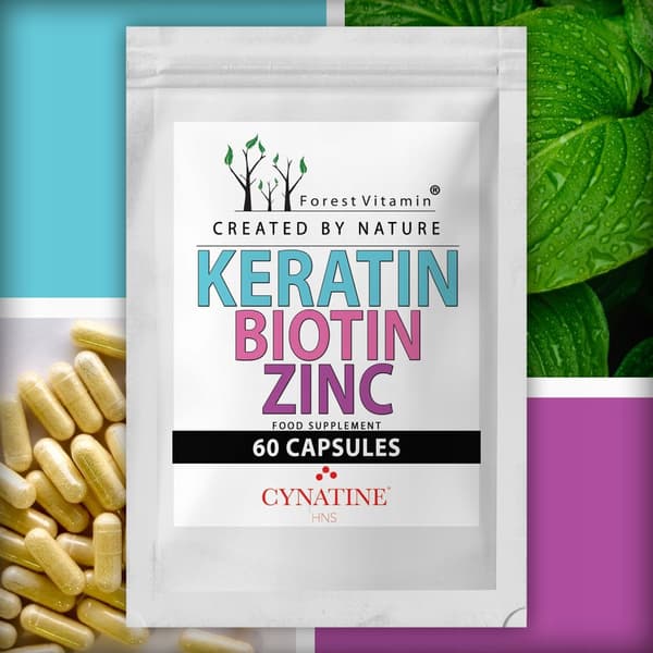 Skogsvitaminkeratin 500 mg + biotin 2,5 mg + zink 15 mg 60 kapslar
