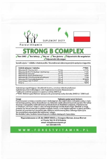Skogsvitamin Vitamin B-komplex Stark METYLERAD TILLGÄNGLIGHET 100 tabletter.