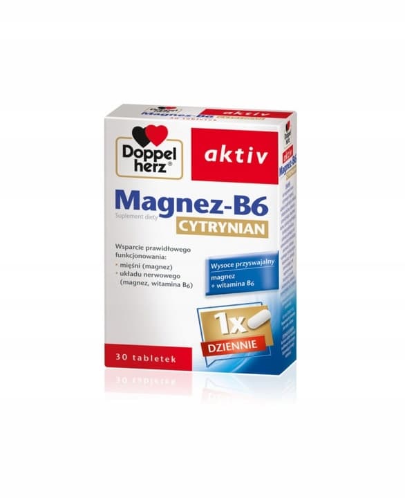DOPPELHERZ AKTIV Magnesium B6 Citrat NERVSYSTEM MUSKLER 30 tabletter
