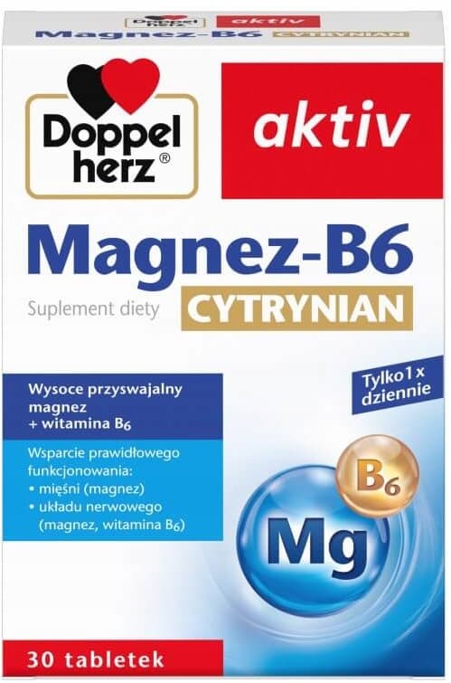 DOPPELHERZ AKTIV Magnesium B6 Citrat NERVSYSTEM MUSKLER 30 tabletter