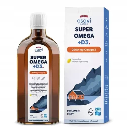 OSAVI Daglig Omega Vitamin D3 1600 mg Omega 3 Citronolja 250 ml