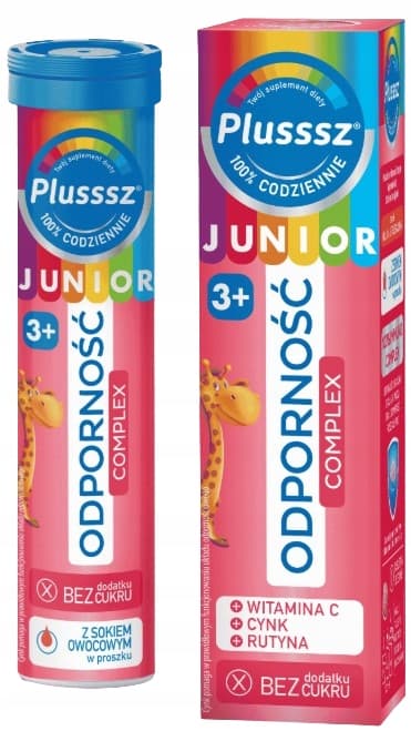 PLUSSSZ JUNIOR IMMUNITETSKOMPLEX C-vitamin zink för barn 20 tabletter. mus.