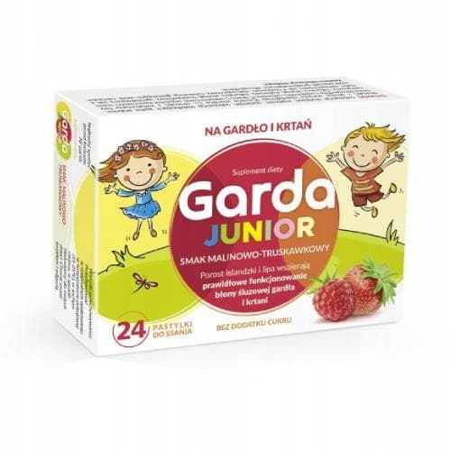 Garda Junior hallon-jordgubbssmak halsont 24 sugtabletter
