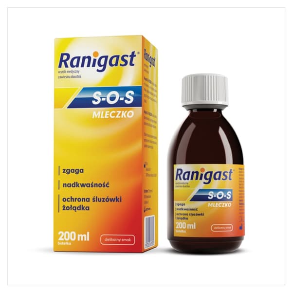 Ranigast SOS Mælk støtter halsbrand hyperaciditet 200 ml