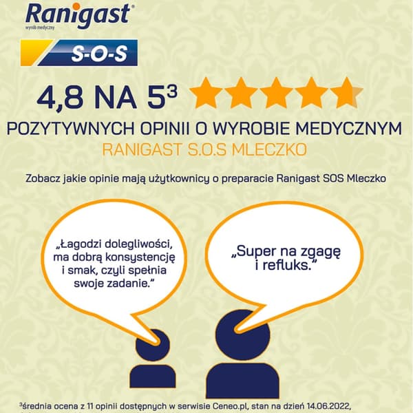 Ranigast SOS Mælk støtter halsbrand hyperaciditet 200 ml