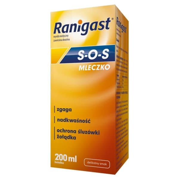 Ranigast SOS Mælk støtter halsbrand hyperaciditet 200 ml