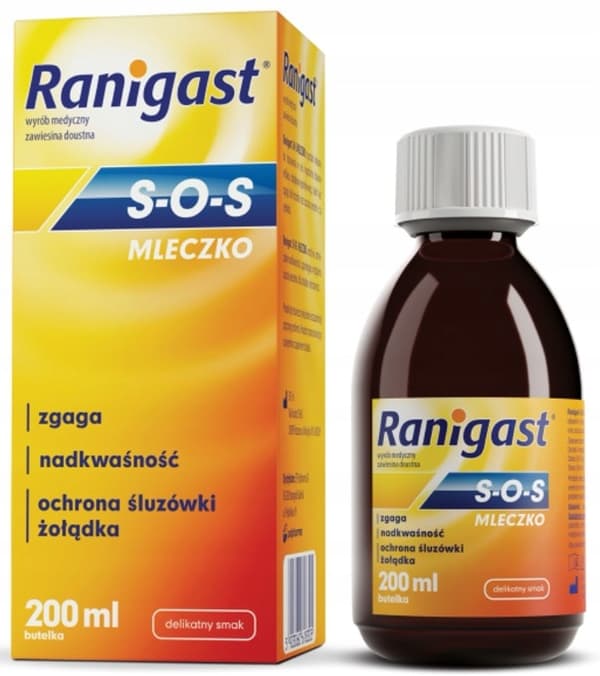 Ranigast SOS Mjölk stödjer halsbränna hyperaciditet 200 ml