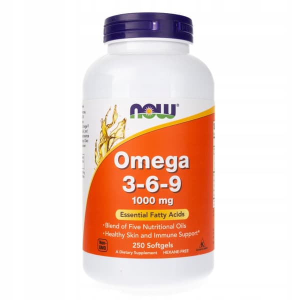 NOW FOODS Omega 3-6-9 1000 mg HJÄRTIMMUNITET 250 kapslar