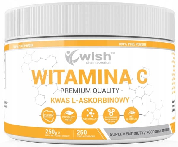 Wish C-vitamin 1000 mg L-askorbinsyrapulver 250 g