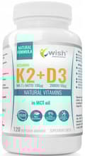 Miniatyrbild 1 av 2: Wish Vitamin K2 MK-7 + Vitamin D3 i olja 2000 IE 120 kapslar