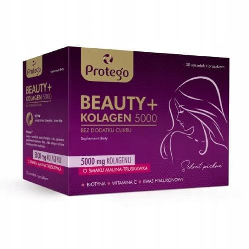 PROTEGO BEAUTY+ COLLAGEN 5000 biotin hyaluronsyra HUD HÅR 30 påsar