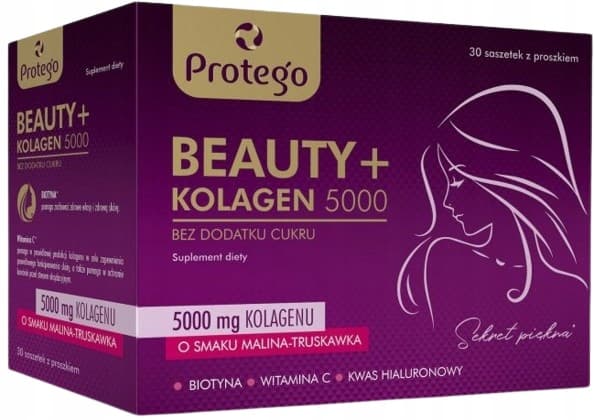 PROTEGO BEAUTY+ COLLAGEN 5000 biotin hyaluronsyra HUD HÅR 30 påsar