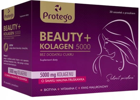PROTEGO BEAUTY+ COLLAGEN 5000 biotin hyaluronsyra HUD HÅR 30 påsar