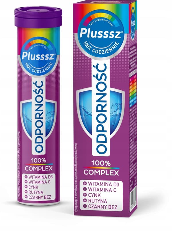 PLUSSSZ IMMUNITET 100 % KOMPLEX vitaminer och mineraler 20 brustabletter