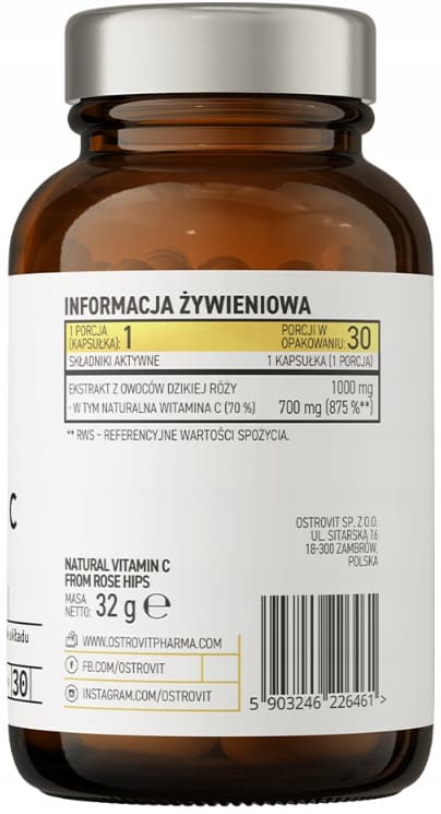 OstroVit Naturligt C-vitamin från vildros IMMUNITET 30 kapslar