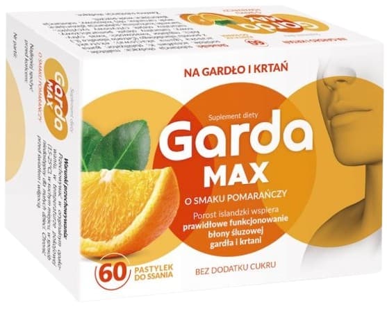 GARDA MAX halstabletter, struphuvud, apelsinsmak, 60 pastor.