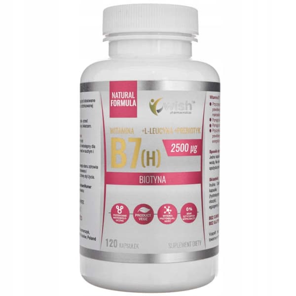 WISH Vitamin B7 (H) 2500uq BIOTIN hud hår negle 60 kapsler.
