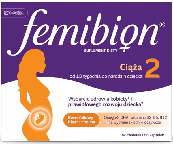 Femibion 2 graviditets folsyravitaminer från vecka 13 NATAL PLUS 56+56