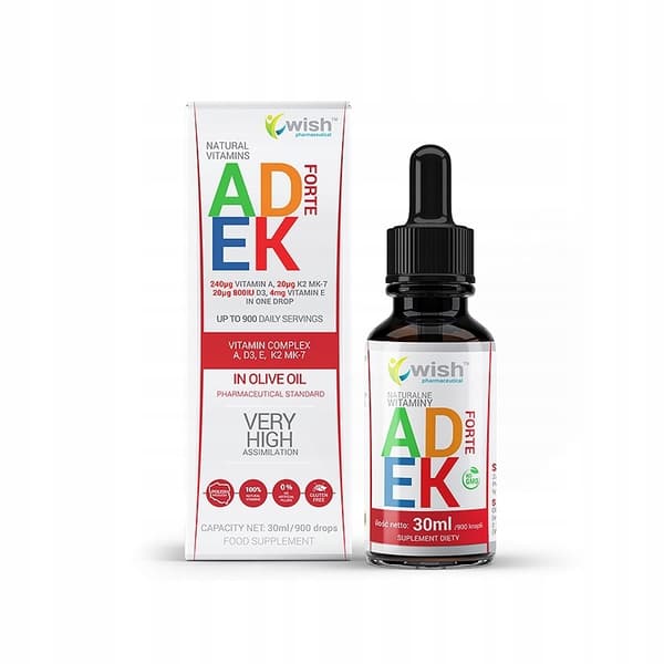 WISH ADEK FORTE vitamin A D3 EK droppar 30 ml