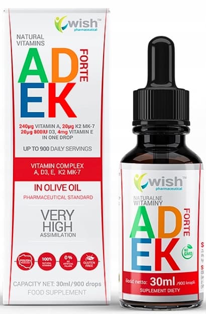 WISH ADEK FORTE vitamin A D3 EK droppar 30 ml