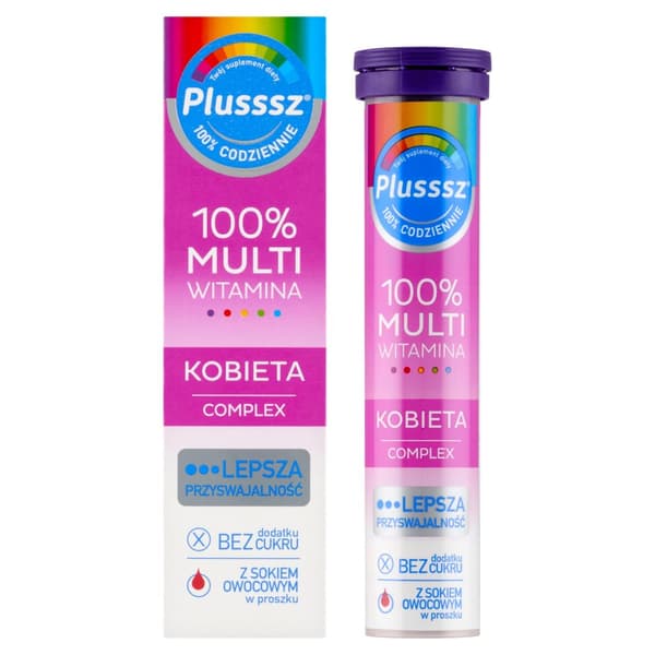 Plusssz 100% multivitaminkompleks til kvinder 20 tabletter.