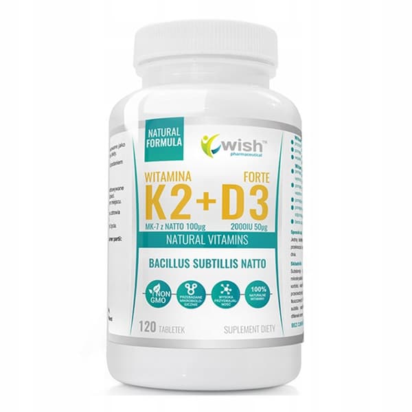 WISH Vitamin K2+D3 för ben och immunitet 120 tabletter.
