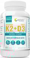 Miniatyrbild 1 av 3: WISH Vitamin K2+D3 för ben och immunitet 120 tabletter.