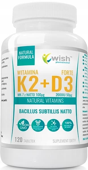 WISH Vitamin K2+D3 för ben och immunitet 120 tabletter.