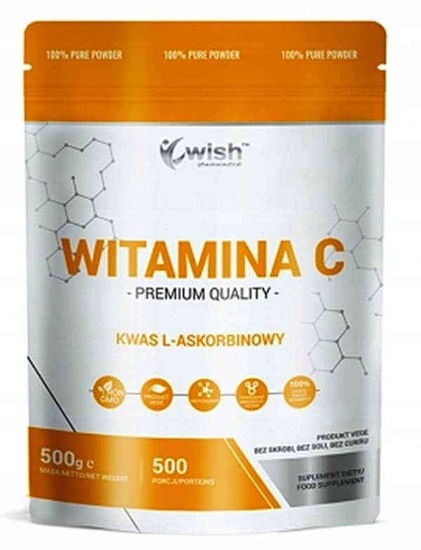 WISH C-vitaminpulver, L-askorbinsyra 500 g