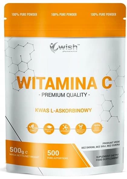 WISH C-vitaminpulver, L-askorbinsyra 500 g