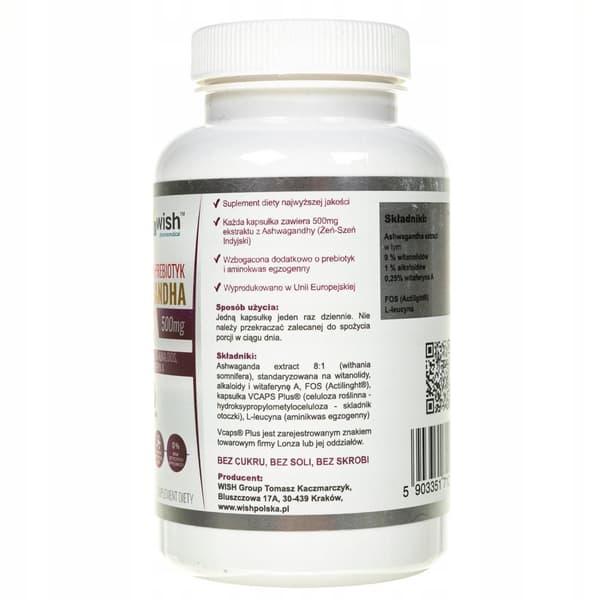 WISH Ashwaganda probiotisk ginseng 500 mg 120 kapslar