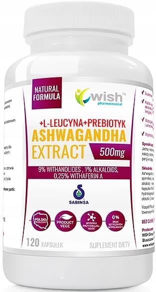 WISH Ashwaganda probiotisk ginseng 500 mg 120 kapslar