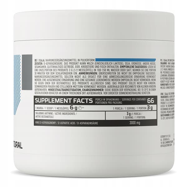 OstroVit SUPREME PURE DAA D-asparaginsyra TRIBULUS ZMA ren 200 g
