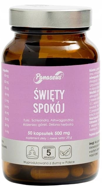 PANASEUS HELIG FRED Rhodiola rosea ashwagandha AVSLAPPNING 50 kapslar