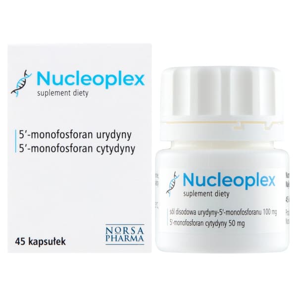 NUCLEOPLEX nukleotider byggstenar av nukleinsyror Norsa Pharma 45 kapslar