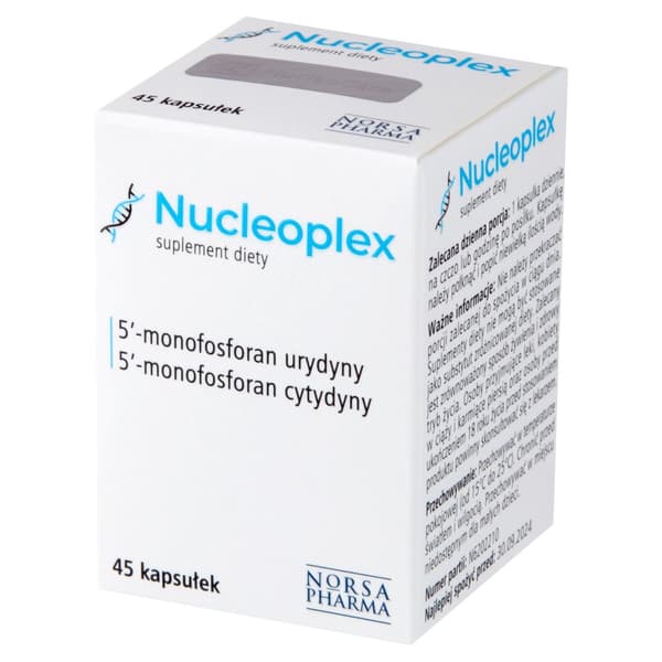 NUCLEOPLEX nukleotider byggstenar av nukleinsyror Norsa Pharma 45 kapslar