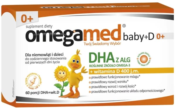 OMEGAMED BABY+D vitamin D OMEGA-syror för barn Polski Lek 60 kapslar