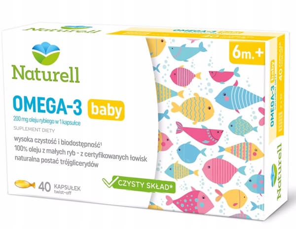 NATURELL OMEGA 3 BABY rasvahappoja kalanmaksaöljy lapsille 40 kapselia