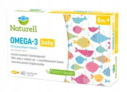 NATURELL OMEGA 3 BABY rasvahappoja kalanmaksaöljy lapsille 40 kapselia