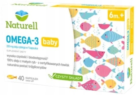 NATURELL OMEGA 3 BABY rasvahappoja kalanmaksaöljy lapsille 40 kapselia