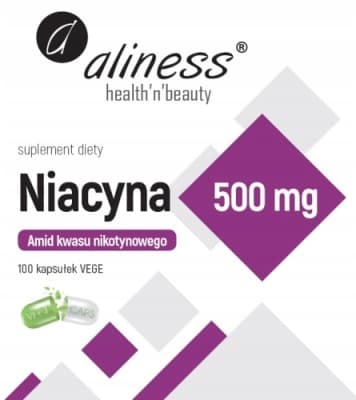 ALINESS Niacin 500 mg nikotinsyra vitamin B trötthet 100 kapslar