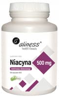 Miniatyrbild 1 av 5: ALINESS Niacin 500 mg nikotinsyra vitamin B trötthet 100 kapslar