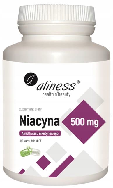 ALINESS Niacin 500 mg nikotinsyra vitamin B trötthet 100 kapslar