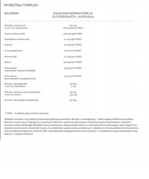 MyBest B12-komplex + Vitamin B-komplex 30 kapslar