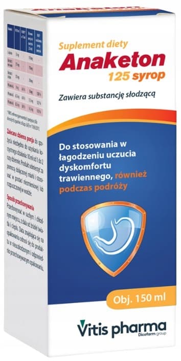 ANAKETON 125 sirap FÖR MATSMÄLTNING OCH ILLAMMANDE Vitis Pharma 150 ml